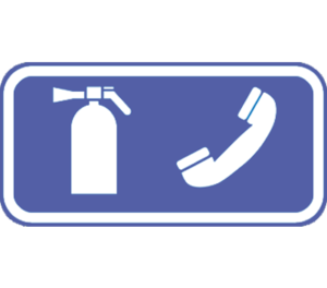 Brandslukker og nødtelefon
